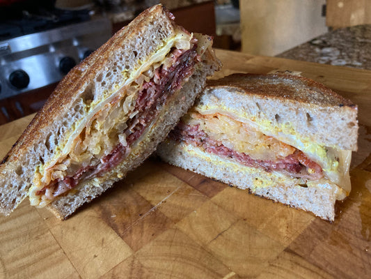 Pastrami Reuben on Whole Grain Rye